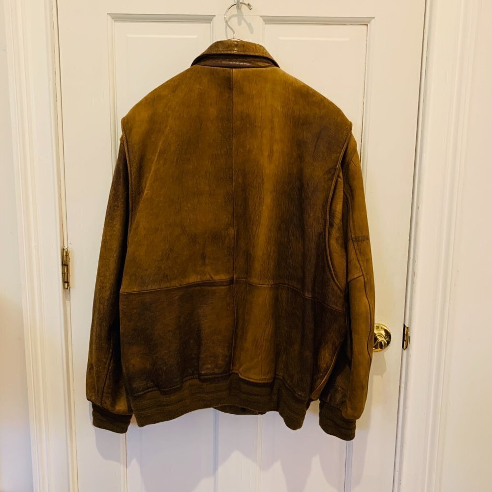 M Julian Brown Leather Bomber Aviator Flight Jacket Vintage Size L/XL - Picture 7 of 16